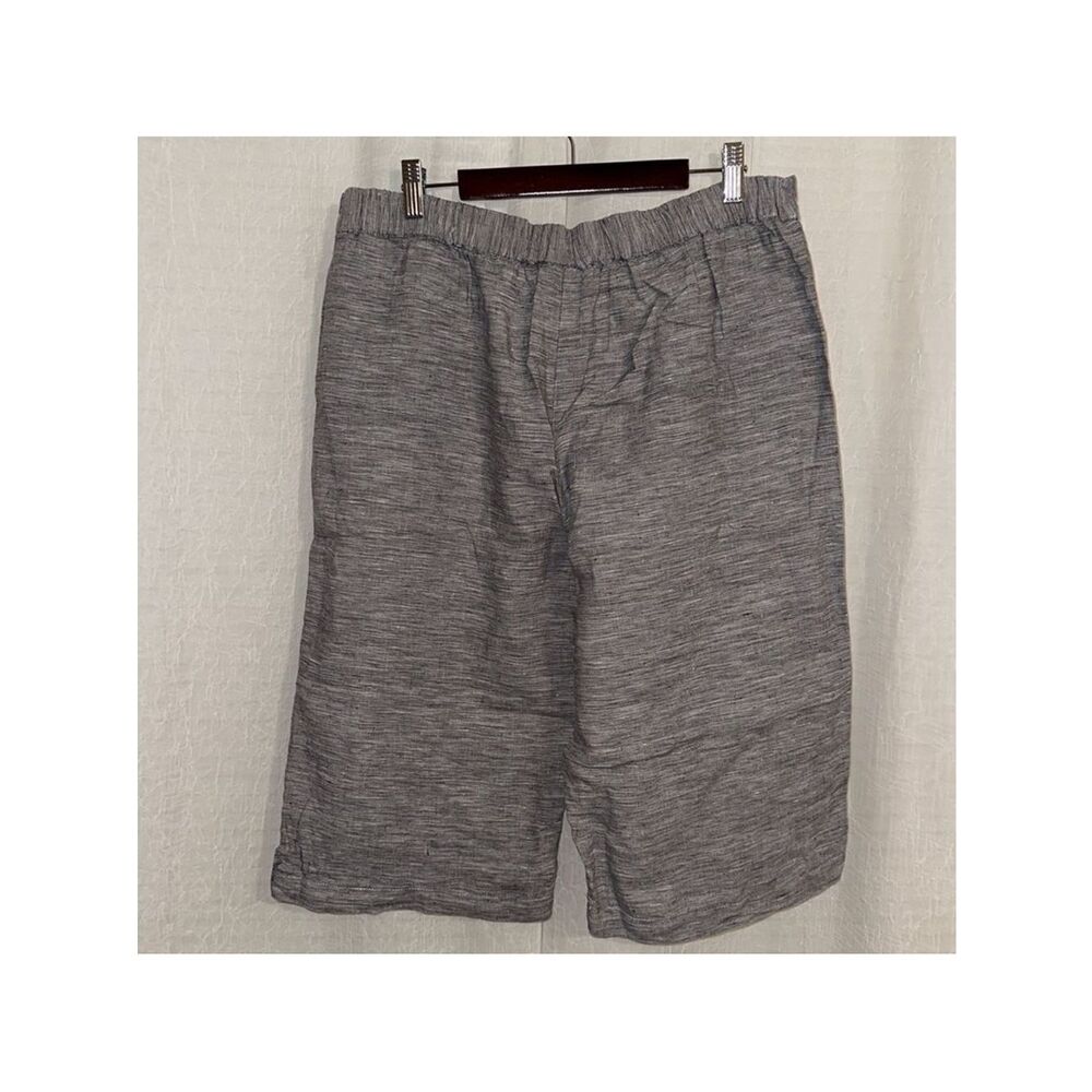 blue illusion M Chambray Heather Blue Linen Hem Tabs Bermuda Shorts with Pockets